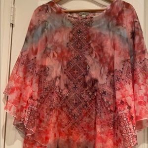 One World top XXL classy Tank top w/sheer overlay